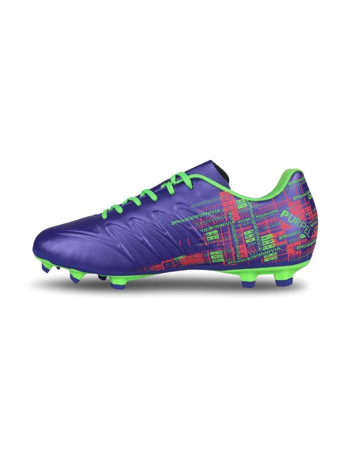 NIVIA Purple Football Studs for Men – Lightweight PU Synthetic Upper, 3D Embossed Control Design, EVA Comfort Sockliner, TPU High-Grip Studded Football Shoes - Image 2