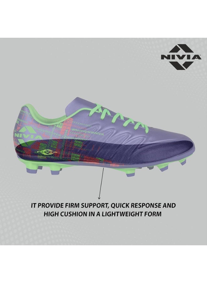 NIVIA Purple Football Studs for Men – Lightweight PU Synthetic Upper, 3D Embossed Control Design, EVA Comfort Sockliner, TPU High-Grip Studded Football Shoes - Image 4
