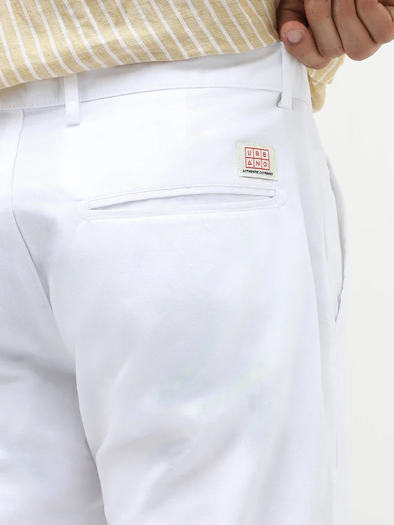 Urbano Fashion  Urbano Fashion Men's White Cotton Slim Fit Casual Chinos Trousers for Men | Best Price UAE