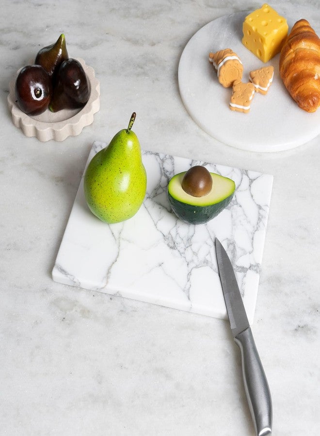 BCS Natural Marble Board for Kitchen - 10" x 8" Stone Slab, Marble Cheese Pastry Board for Counter, Bathroom Trays, Serving Tray Jewelry Candle Plate (Arabescato) - Image 2