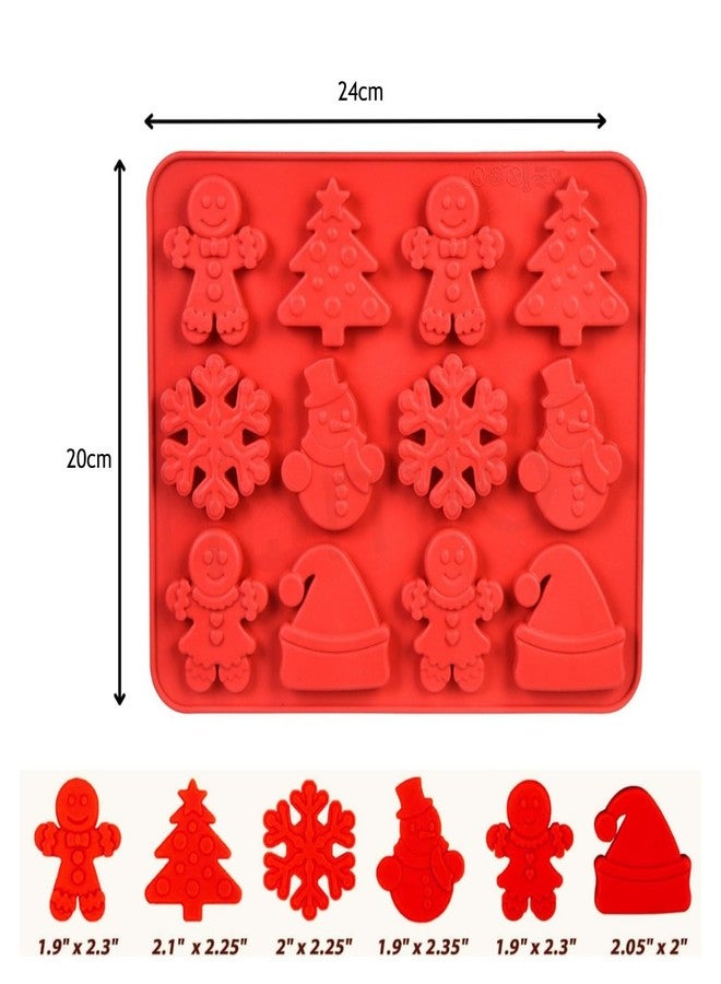 HOMIO Festival Multi Shape Silicone Mold - 12 Cavity, Gingerbread Man, Christmas Tree, Snowflake, Snowman, Santa Hat Shape | Christmas Theme Mould for Chocolates Candy Fondant & Dessert (Pack of 1) - Image 3