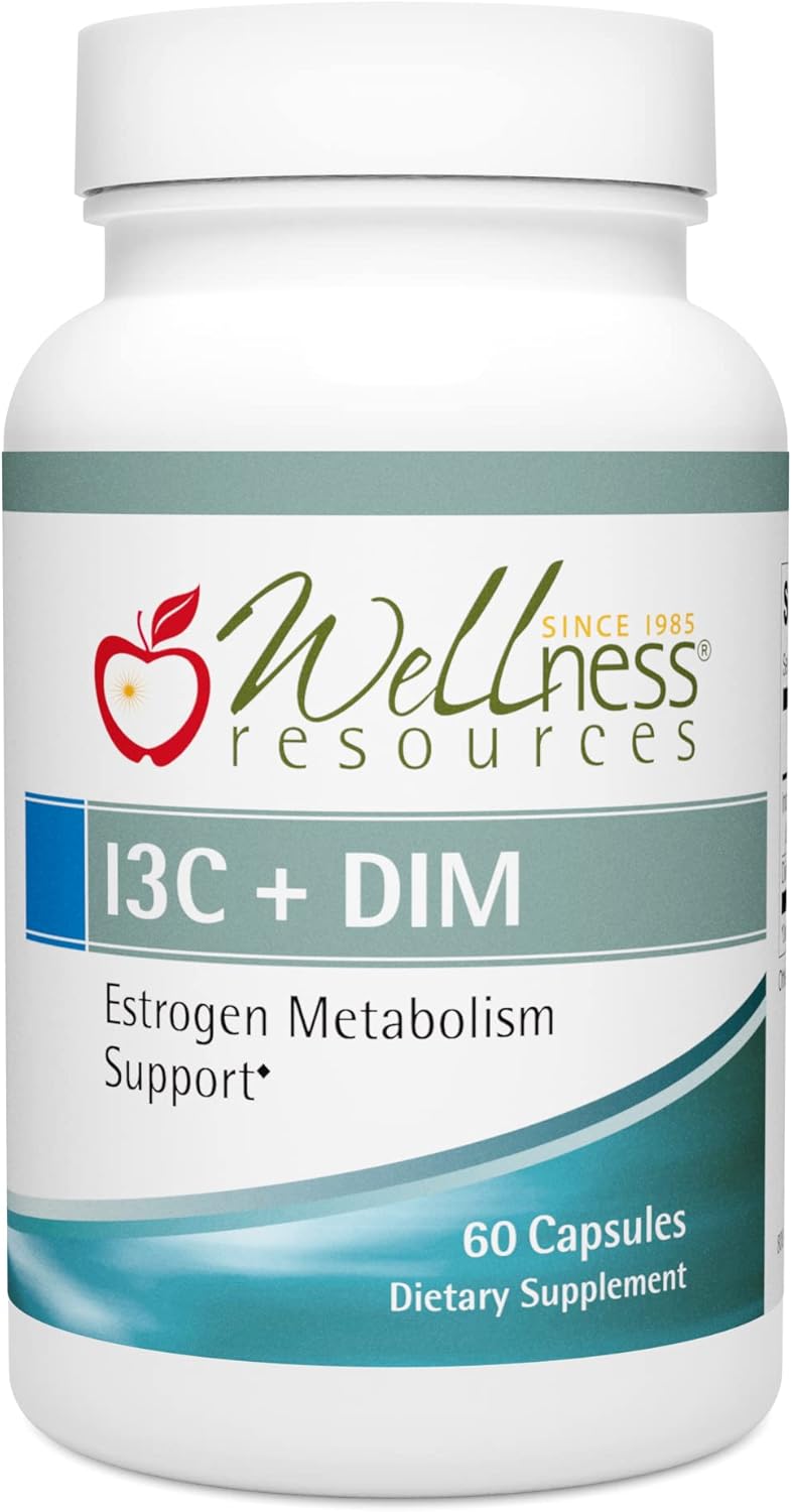 Wellness Resources I3C  DIM for Healthy Estrogen Metabolism Detoxification 60 Capsules  300mg I3C  100mg DIM  Vegan GlutenFree - Image 1