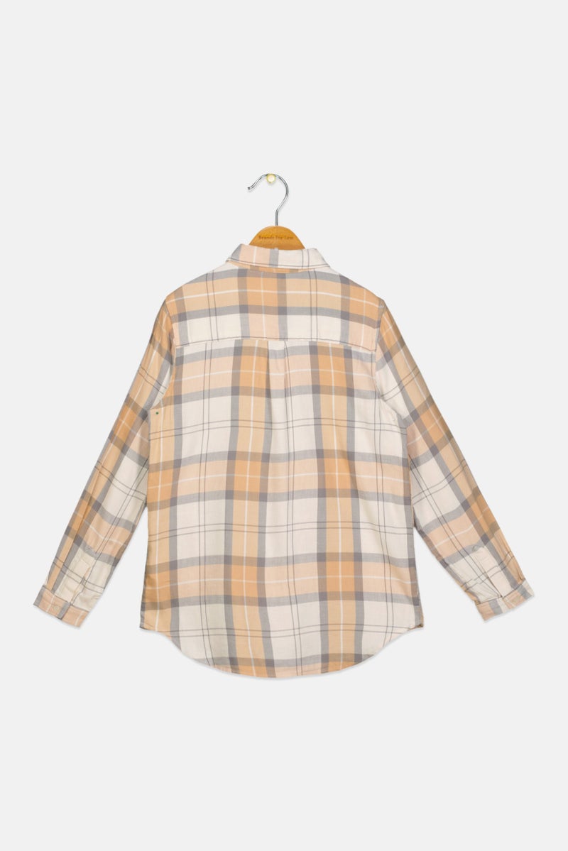 GAP Kids Girl Spread Collar Plaid Long Sleeve Shirt, Multicolor  - Image 2