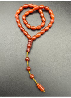 Fianser Tasbih 100% Natural Agate Red Aqeeq Aqiq Prayer Beads 8*12mm Handmade 33 Tasbeeh Zikr Muslim Islamic Arabic Ramadan Gift Exquisite  - Image 4