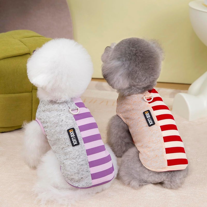 KASTWAVE General compatible design 3 PCS Dog Shirts Clothes Breathable, Colorful Stripe Waffle Cool Summer Cotton Tank Top Vest T Shirt for Small Dog Puppy Cat,Boy Girl Pets, Perfect for Yorkie Puppy Kitten Photoshoots L Natural tone color options - Image 3