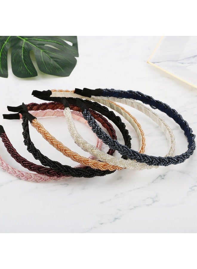 Mtlee 6 Pieces Beaded Headbands For Women Sparkly Crystal Beaded Hair Hoop Hairbands Multiple Color Hair Accessories Head Bands Christmas Gift(Classic Colors) - Image 5