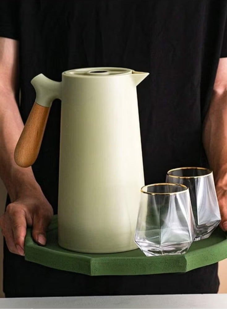 Thermal Flask for Hot Drinks, Large Capacity 1 Liter, 24 Hours Heat Retention, Double Wall with Solid Wooden Handle , Stainless Steel Thermal Coffee Pot for Drinks - Coffee, Tea, Milk  - Image 5