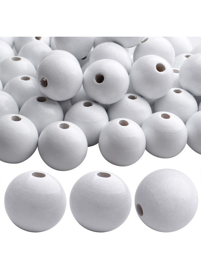 Aylifu Round Wooden Beads 50 Pcs 25Mm Natural Unfinished Wood Beads Wood Ball Beads Wooden Spacer Loose Beads For Diy Crafts Jewelry Making White Hole: 5Mm - Image 1