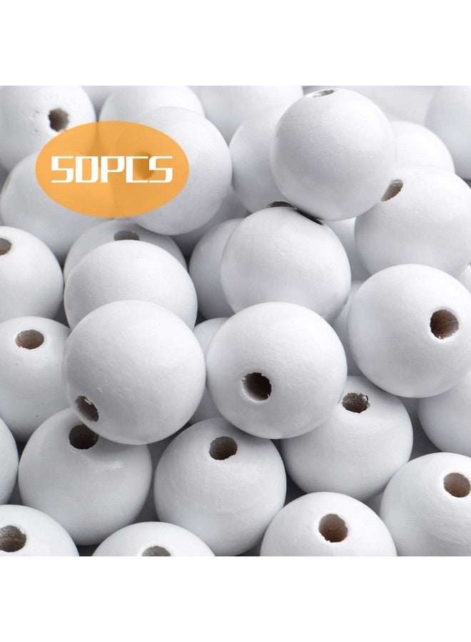 Aylifu Round Wooden Beads 50 Pcs 25Mm Natural Unfinished Wood Beads Wood Ball Beads Wooden Spacer Loose Beads For Diy Crafts Jewelry Making White Hole: 5Mm - Image 3