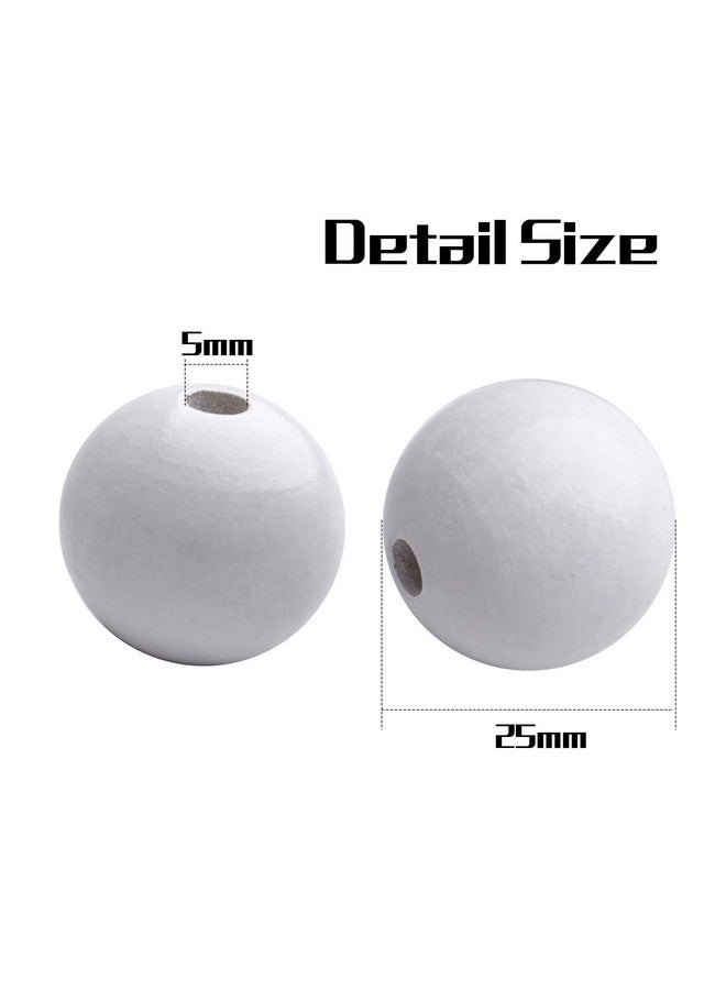 Aylifu Round Wooden Beads 50 Pcs 25Mm Natural Unfinished Wood Beads Wood Ball Beads Wooden Spacer Loose Beads For Diy Crafts Jewelry Making White Hole: 5Mm - Image 2