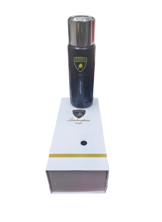 Lamborghini Funjia Black Stainless Steel Water Bottle 500ML Flask Double-Walled Vacuum-Insulated 2 Lids Eco-Friendly Perfect for Cold & Hot Drinks On The Go 100% Leakproof - Gym, School, Work, Travel - Image 1