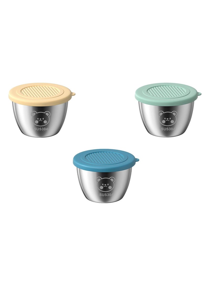 SOLARAE 3 Packs Salad Dressing Container to Go, Condiment Containers, Bento Box Accessories, Small Food Grade Stainless Steel Condiment Container with Lids, for Sauce Container, Picnic & Travel (1.69 FL OZ) - Image 1