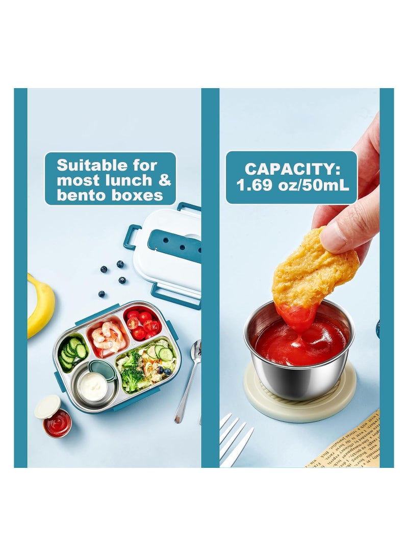 SOLARAE 3 Packs Salad Dressing Container to Go, Condiment Containers, Bento Box Accessories, Small Food Grade Stainless Steel Condiment Container with Lids, for Sauce Container, Picnic & Travel (1.69 FL OZ) - Image 3