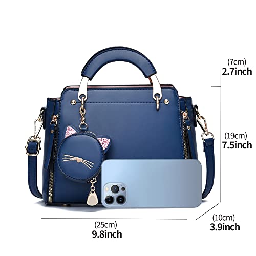 Xiaoyu Fashion Purses and Handbags for Women Ladies Crossbody Bags Top Handle Satchel Shoulder Bags Small Totes (Dark Blue) - Image 2