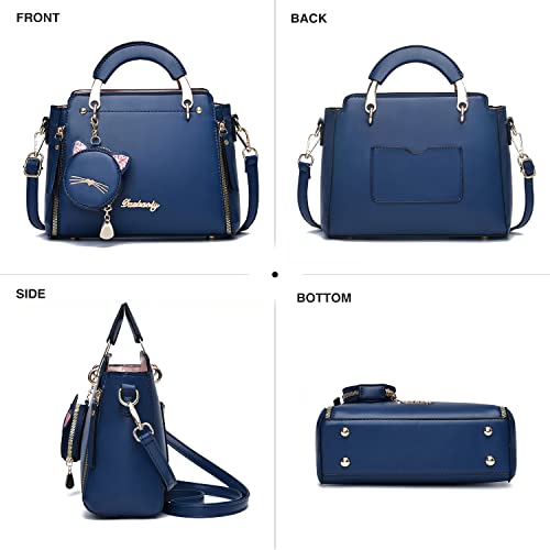 Xiaoyu Fashion Purses and Handbags for Women Ladies Crossbody Bags Top Handle Satchel Shoulder Bags Small Totes (Dark Blue) - Image 3