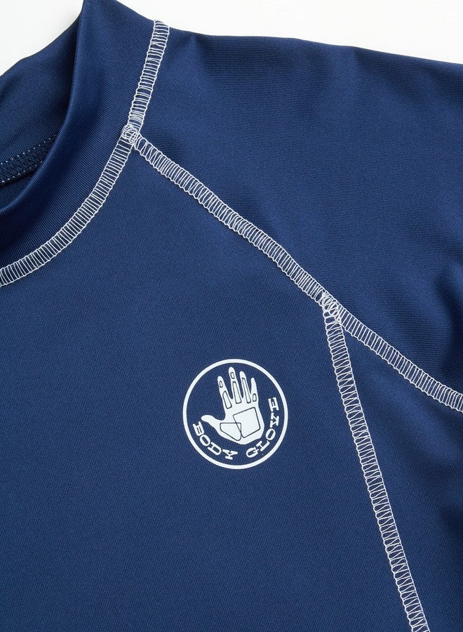 Body Glove Toddler Boys Rash Guard Shirt - Short Sleeve Swim Shirt for Baby/Toddler Boys (Size: 2T-4T), Size 3T, Navy - Image 3