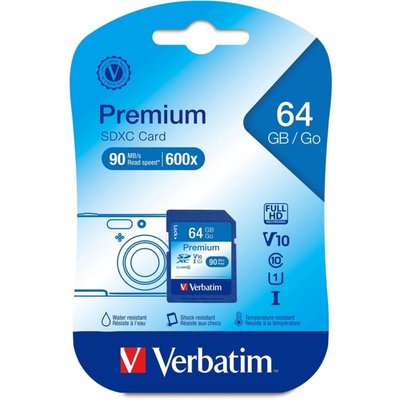 Verbatim 64GB Premium SDXC Memory Card, UHS-I V10 U1 Class 10 - Image 2