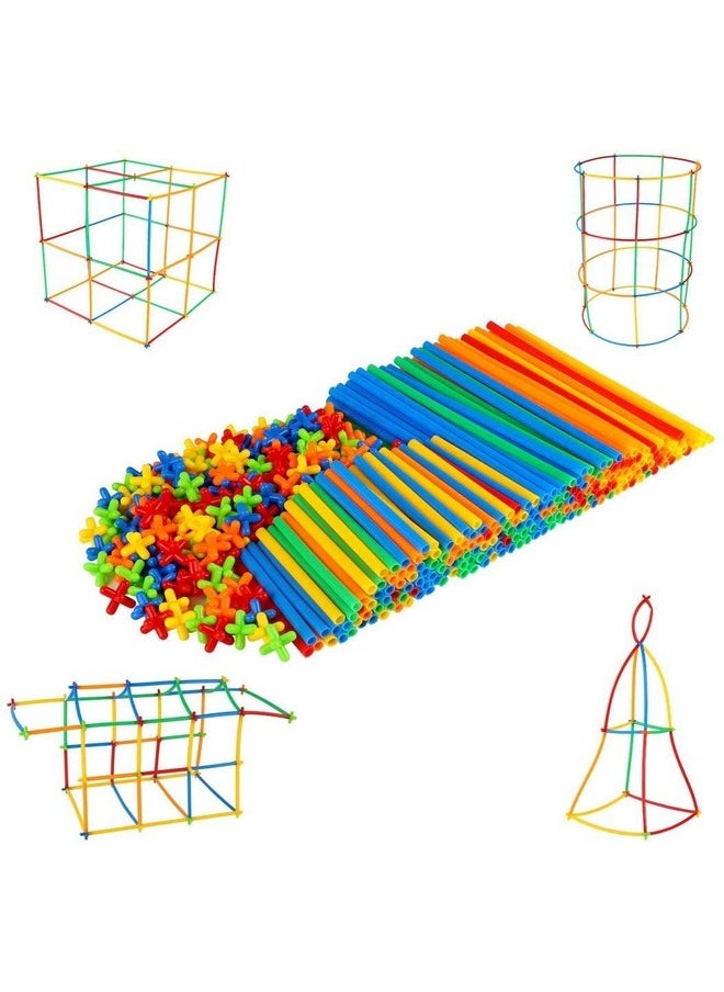 Techhark TechHark® Pack of 200pcs DIY plastic brick set 4D space Children intelligence plastic pipe blocks building toys Straws(100pcs) and connectors(100pcs) (4D Bricks)  - Image 2