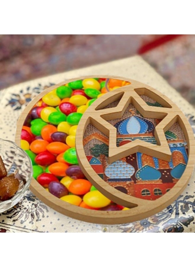 جيجيرو صينية رمضان، صينية خشبية رمضانية، صينية معجنات على شكل قمر ونجمة، ديكور لعرض حلوى رمضان  - Image 4
