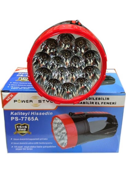 Power Style PS-7765A 15+6 LED Rechargeable Flashlight + Searchlight - Camping, Hunter, Fishing Lantern, Tent Lamp  - Image 1