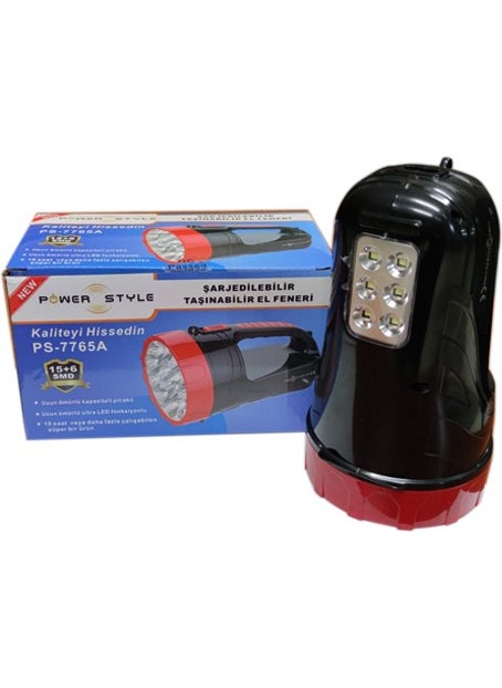 Power Style PS-7765A 15+6 LED Rechargeable Flashlight + Searchlight - Camping, Hunter, Fishing Lantern, Tent Lamp  - Image 3