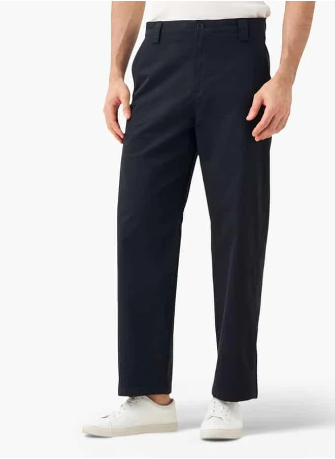 Iconic Iconic Straight Fit Trousers with Button Closure