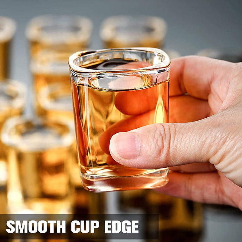 Vivimee 30 Pack Heavy Base Shot Glasses Bulk, 2.2 oz Square Shot Glass Set, Clear Espresso Shot Glass, Small Whiskey Shot Glasses for Vodka, Whiskey, Tequila, Espressos, Spirits & Liquors - Image 5