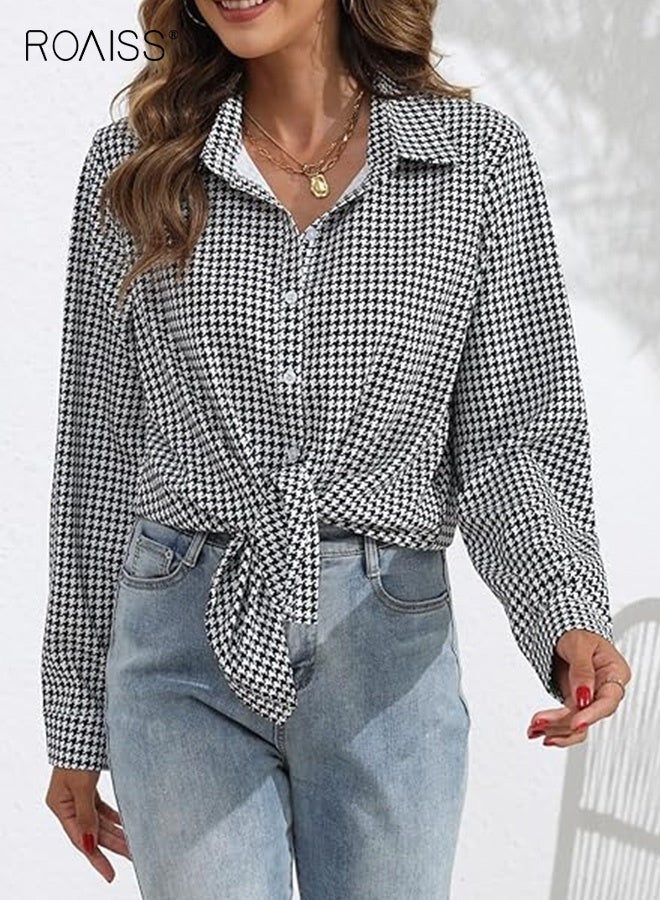 roaiss Women Classic Checked Blouse, Long Sleeve Button Down Shirt, Breathable Skin-friendly Tops for Ladies, Suitable for Daily Wear - Image 5