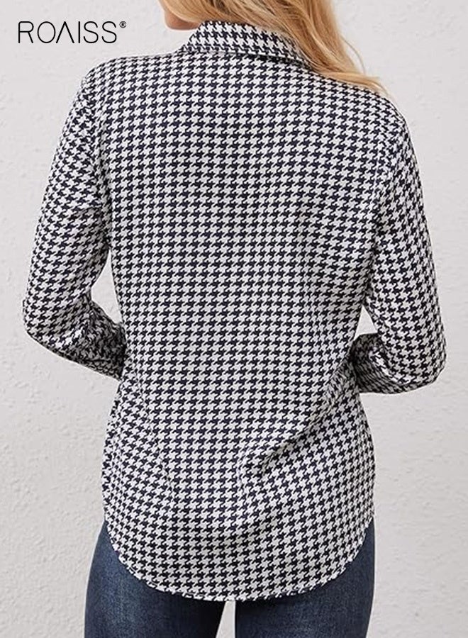 roaiss Women Classic Checked Blouse, Long Sleeve Button Down Shirt, Breathable Skin-friendly Tops for Ladies, Suitable for Daily Wear - Image 4