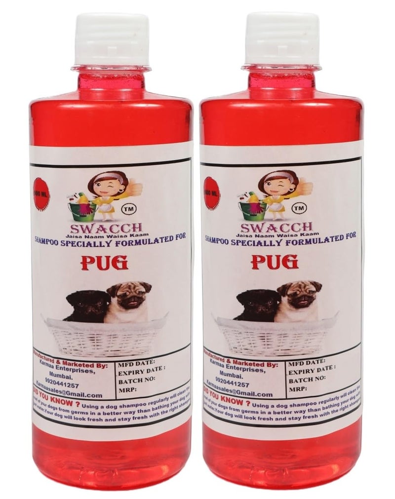 swacch Shampoo | Puppy Safe Shampoo | Pug Dog Shampoo (500ml) (Pack of 2) Strawberry + Small White Bone | Dog Chew Bones | Teething chew Toy | Dental Teething |Combo Pack - Image 2