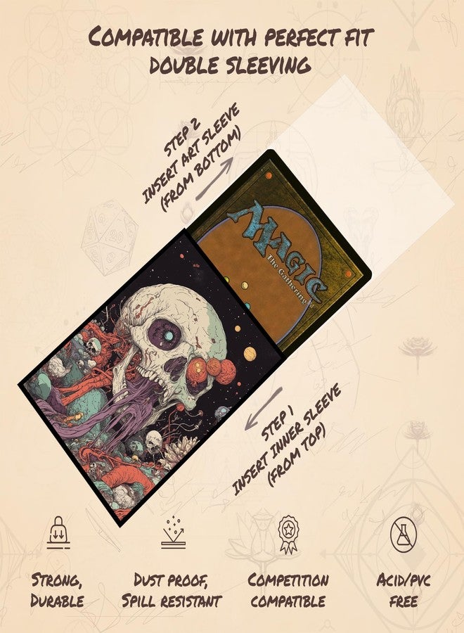 Paramint Psychedelic Skull 2 MTG Card Sleeves (Smooth) - 104 Count Standard Size TCG Sleeves - Compatible with Magic The Gathering - Double Sleeving - Original Art Design, Premium Protection - Image 5