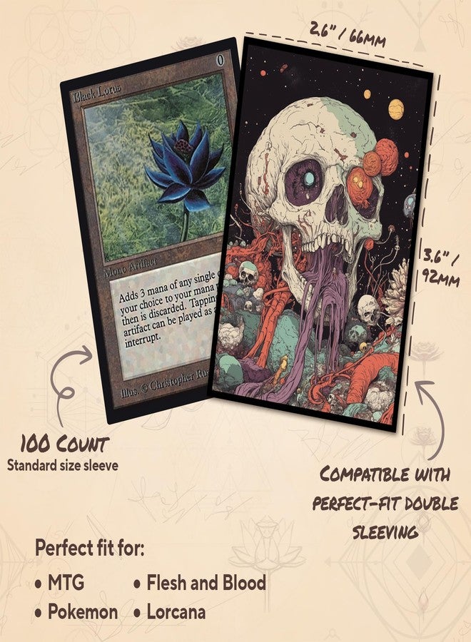 Paramint Psychedelic Skull 2 MTG Card Sleeves (Smooth) - 104 Count Standard Size TCG Sleeves - Compatible with Magic The Gathering - Double Sleeving - Original Art Design, Premium Protection - Image 3