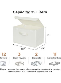 Hanayo Large Storage Bins with Lids, Pack of 2 Closet Storage Boxes for Shelves, Decorative Wardrobe Organizers and Storage for Clothes, Pretty Storage Boxes for Organizing Bedroom, White  - Image 5