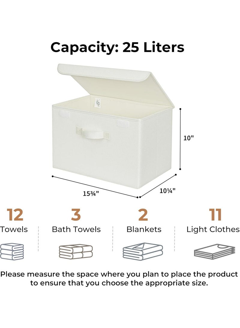 Hanayo Large Storage Bins with Lids, Pack of 2 Closet Storage Boxes for Shelves, Decorative Wardrobe Organizers and Storage for Clothes, Pretty Storage Boxes for Organizing Bedroom, White - Image 5