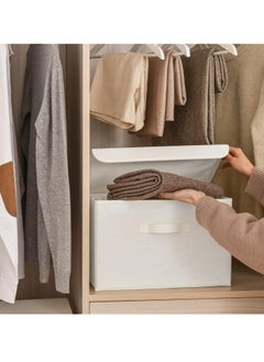Hanayo Large Storage Bins with Lids, Pack of 2 Closet Storage Boxes for Shelves, Decorative Wardrobe Organizers and Storage for Clothes, Pretty Storage Boxes for Organizing Bedroom, White  - Image 4