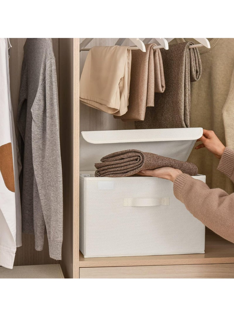 Hanayo Large Storage Bins with Lids, Pack of 2 Closet Storage Boxes for Shelves, Decorative Wardrobe Organizers and Storage for Clothes, Pretty Storage Boxes for Organizing Bedroom, White - Image 4