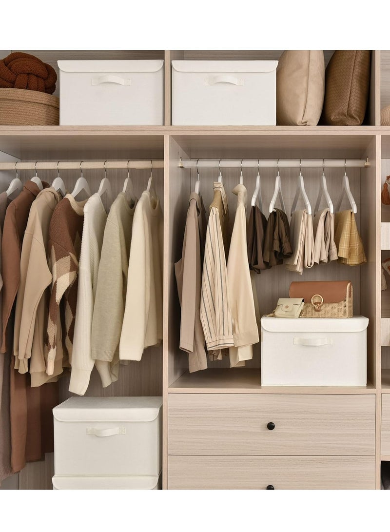 Hanayo Large Storage Bins with Lids, Pack of 2 Closet Storage Boxes for Shelves, Decorative Wardrobe Organizers and Storage for Clothes, Pretty Storage Boxes for Organizing Bedroom, White - Image 3