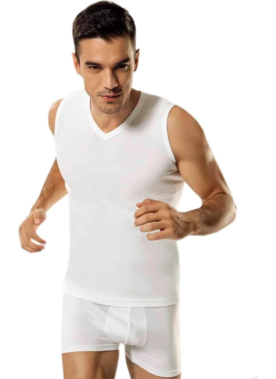 Gümüş Silver 4011 V Neck Zero Sleeve Men's Undershirt