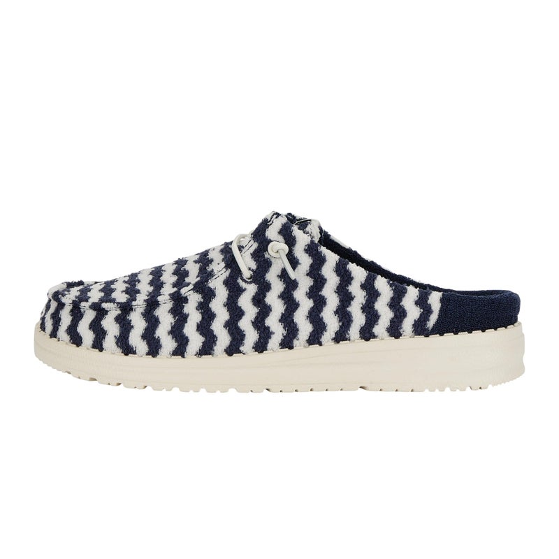 HEYDUDE Women's Wendy Slip Terry Stripe Mule, Navy Blazer/Egret Size 8 | Lightweight Travel Ready Backless Casual Slip On Shoe - Image 1
