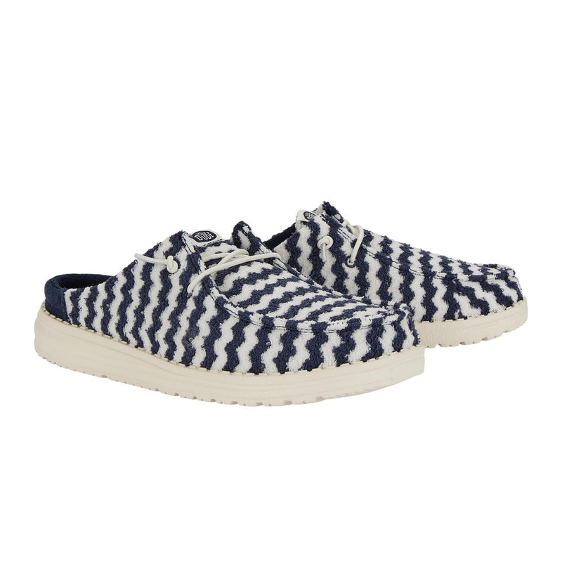 HEYDUDE Women's Wendy Slip Terry Stripe Mule, Navy Blazer/Egret Size 8 | Lightweight Travel Ready Backless Casual Slip On Shoe - Image 4
