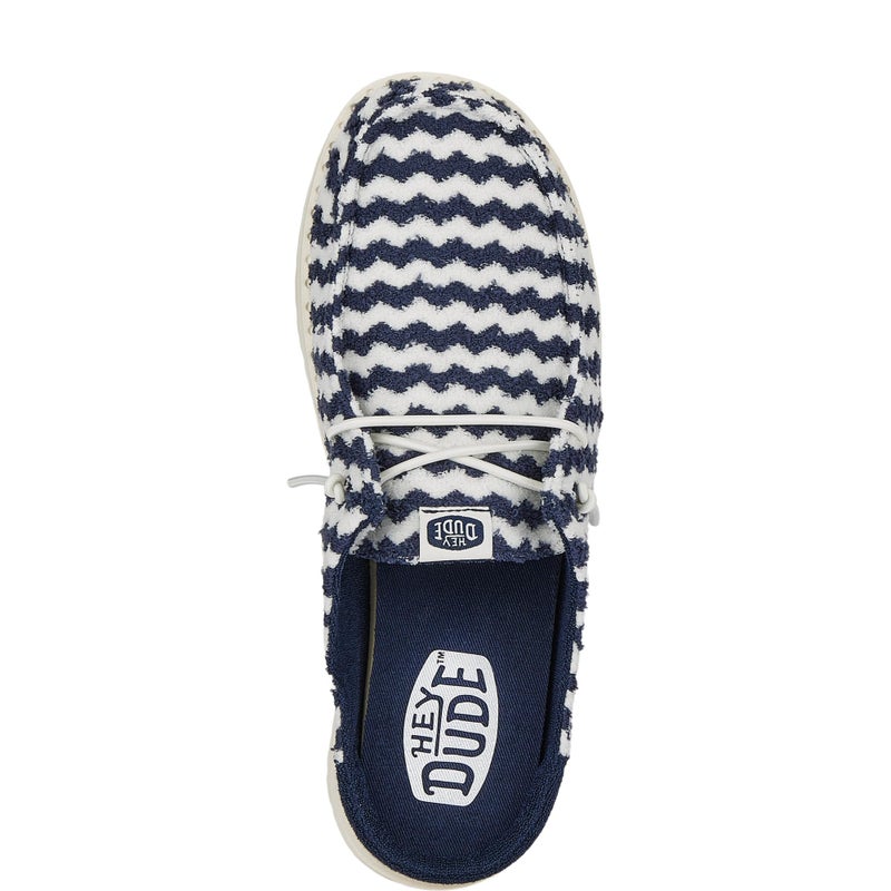 HEYDUDE Women's Wendy Slip Terry Stripe Mule, Navy Blazer/Egret Size 8 | Lightweight Travel Ready Backless Casual Slip On Shoe - Image 2