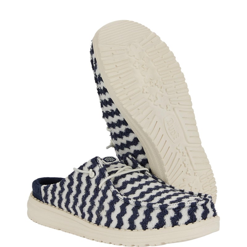 HEYDUDE Women's Wendy Slip Terry Stripe Mule, Navy Blazer/Egret Size 8 | Lightweight Travel Ready Backless Casual Slip On Shoe - Image 3