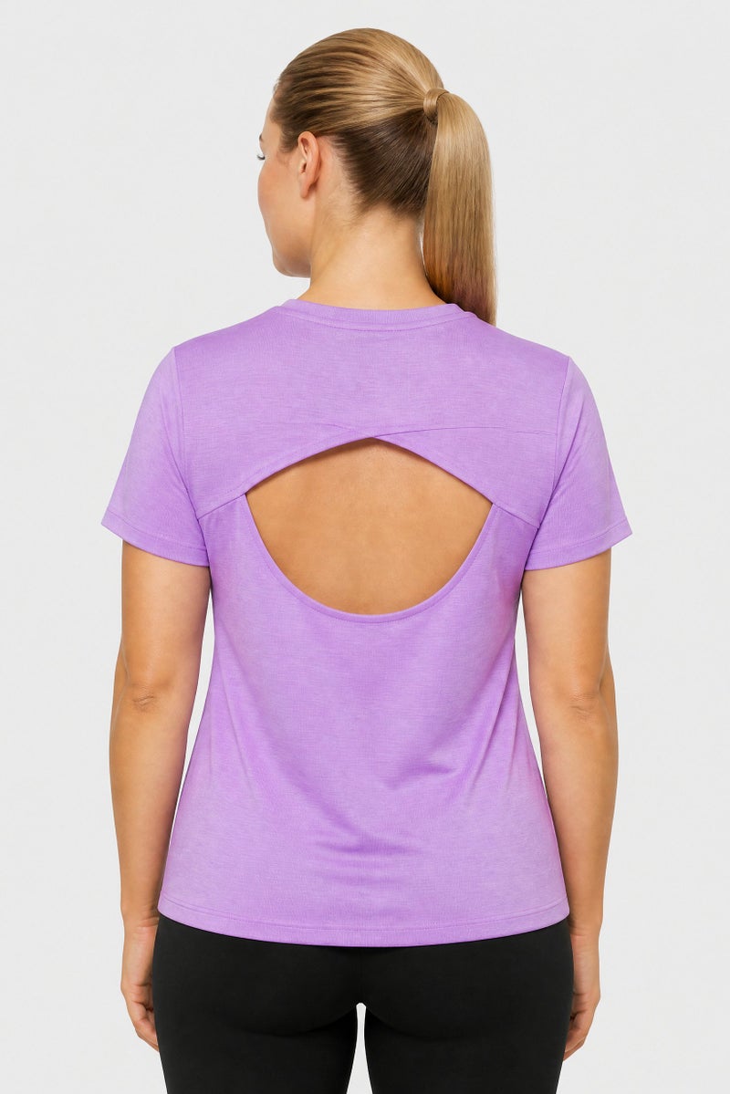 Reebok Women Sportswear Fit Short Sleeve Training T-Shirt, Purple - Image 3