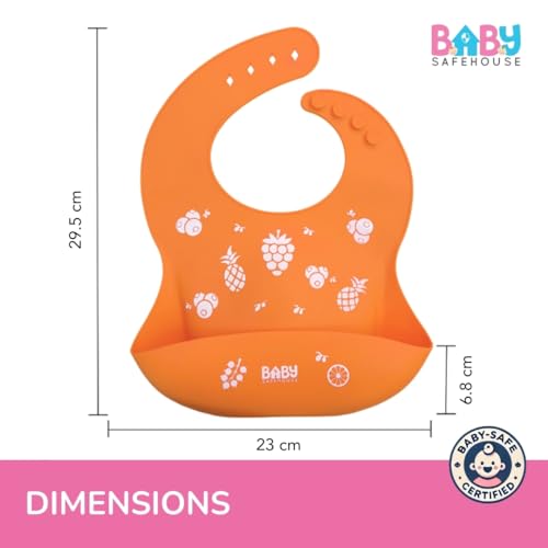 BabySafeHouse Waterproof Silicon Bib/Apron for Feeding & Weaning Infants and Toddlers, BPA Free, Reusable & Easily Washable with Adjustable Collar for 6 Months to 4 Year Olds (Orange) - Image 2