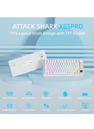 X85Pro لعبة لوحة المفاتيح الميكانيكية ثلاثة وضع RGB بلوتوث اللاسلكية التخصيص التوصيل الساخن مع شاشة عرض المكتب - view 2