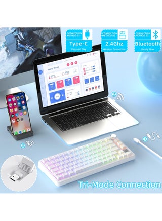 X85Pro لعبة لوحة المفاتيح الميكانيكية ثلاثة وضع RGB بلوتوث اللاسلكية التخصيص التوصيل الساخن مع شاشة عرض المكتب - view 3