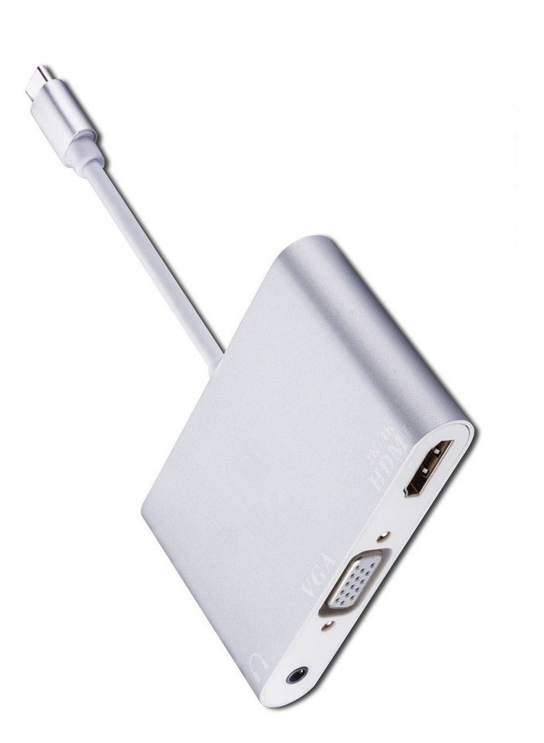 Keendex KX2447 type- C to HDMI Multiport Adapter to USB (PD) HDMI 4K, VGA, 3.5mm AUX audio output and USB-C for phones and laptops - Image 2