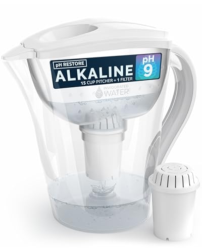 Invigorated Water Filter Pitcher with 1 Alkaline Filter – BPA-Free High pH Purifier, 14-Cup Capacity with SmartLight Filter Change Indicator, (96 Gallon) Long Filter Life - Image 1