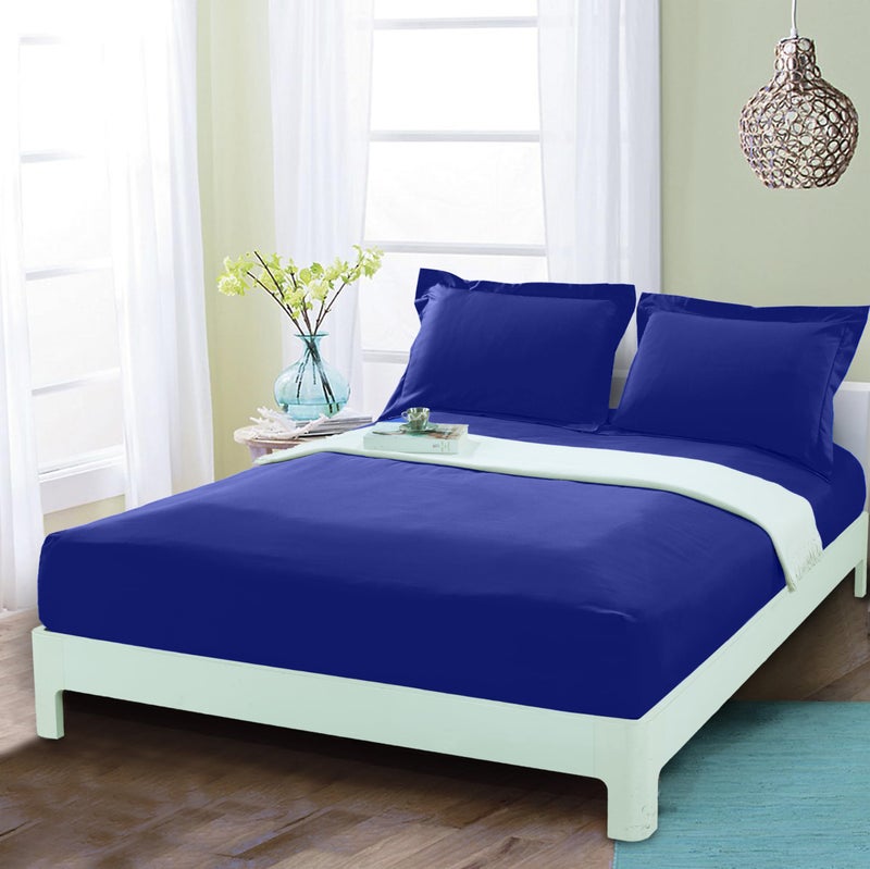 Mocassi Queen Fitted Sheet Deep Pocket Cooling Sheets up to 16 inch Hotel Luxury 1800 Premier Softest Sheets Wrinkle Resistant 1 Single Bottom Fitted Sheet Queen Imperial Blue