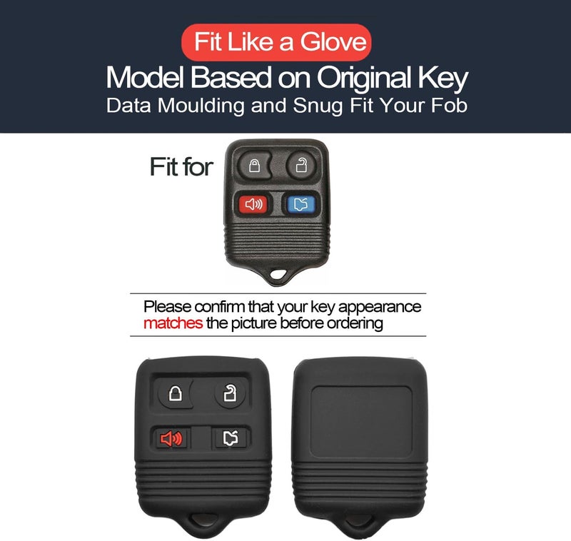 INFIPAR 2pcs Compatible with Ford Crown Victoria Edge Escape Escort Excursion Expedition Explorer Sport Trac Lincoln Mercury 4 Buttons Key Fob Cover Case Key Chain Protector Keyless Remote Holder - Image 2